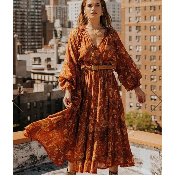 Spell Aurora boho maxi dress burnt ember L - Picture 2 of 8